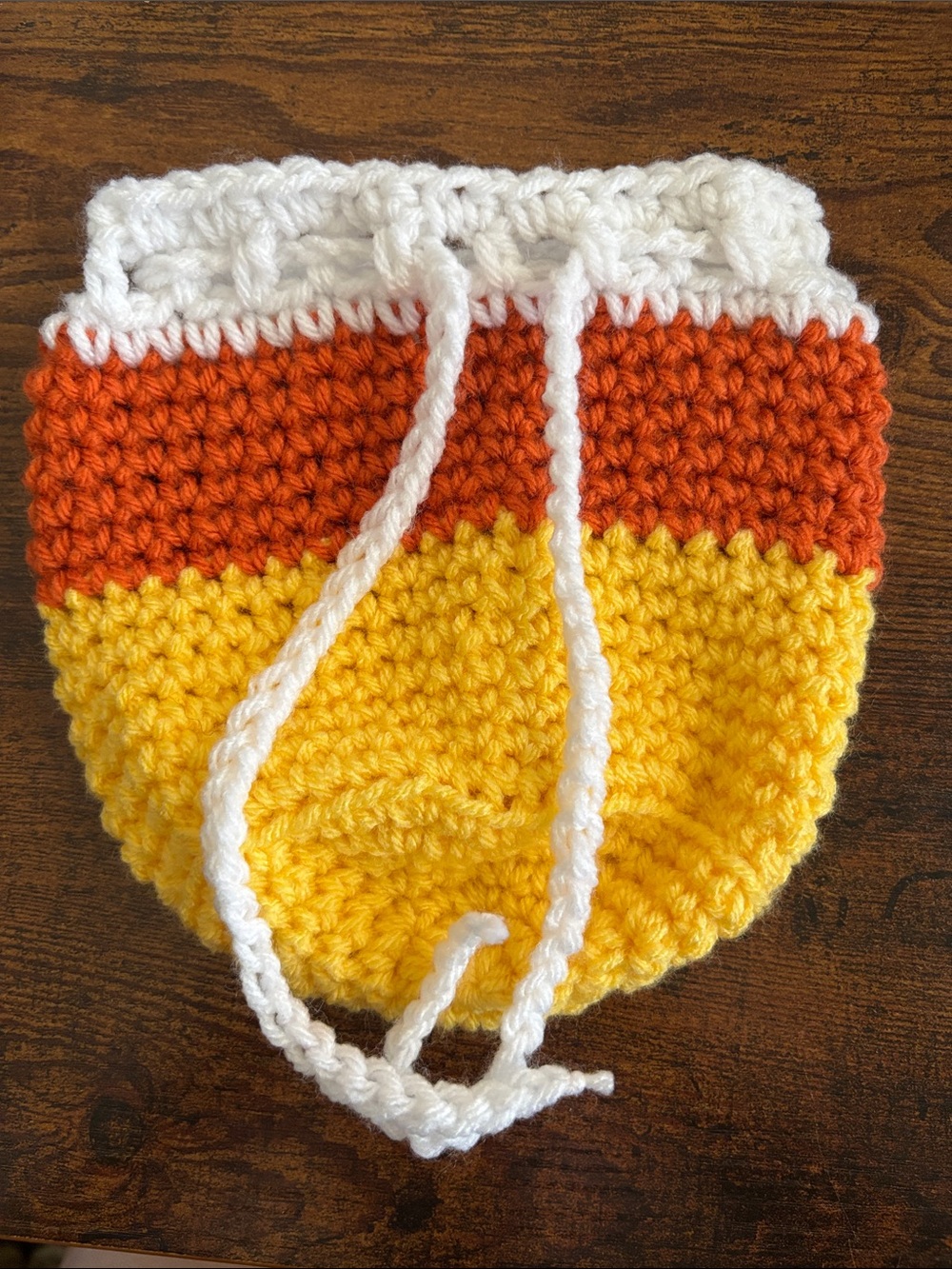 Crochet Candy Corn Drawstring Bag - Picture 3 of 3